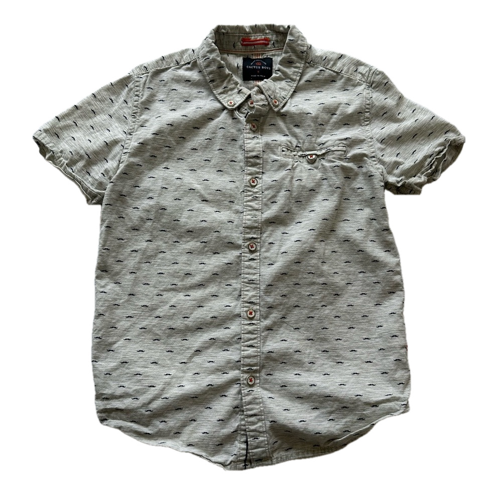 3/20$ Cactus boys short sleeve button up mustache print shirt size 8